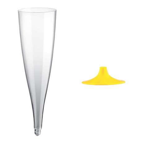 Plastová sklenice na šampaňské s odnímatelnou stopkou Easy Flutes, žlutá stopka - GoldPLast