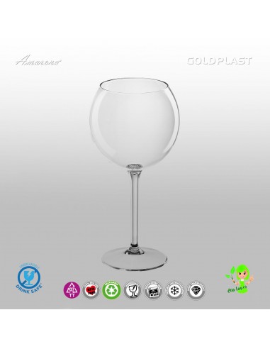 Plastová sklenice na červené víno, koktejl 650ml - nerozbitná, Gold Plast