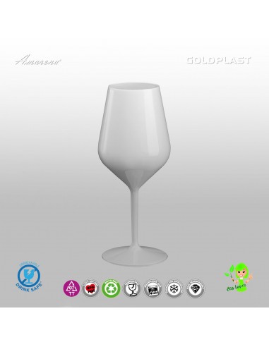 Plastová nerozbitná sklenice na víno, cocktail 470ml, bíla
