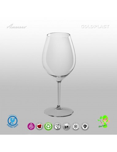 Plastová sklenice na bílé a růžové víno, koktejl 510ml - nerozbitný, transparentní