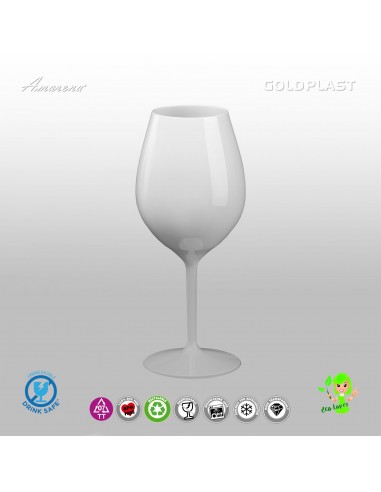 Plastová nerozbitná sklenice na bílé a růžové víno, koktejl 510ml, bíla