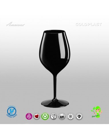 Plastová nerozbitný sklenice na bílé a růžové víno, koktejl 510ml, černá