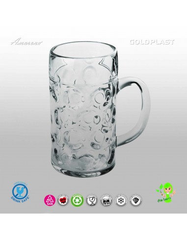 Plastová sklenice na pivo, křígel 1L - nerozbitná, Gold Plast
