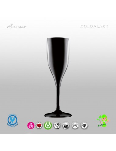 Plastová sklenice na sekt Flute 150ml - nerozbitná, černá