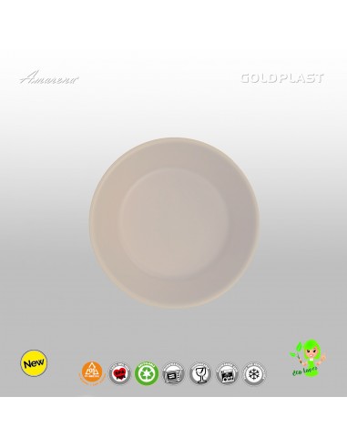 Hluboký plastový talíř na polévku, nerozbitný, hnědo-krémový, Ø 178mm - Gold Plast