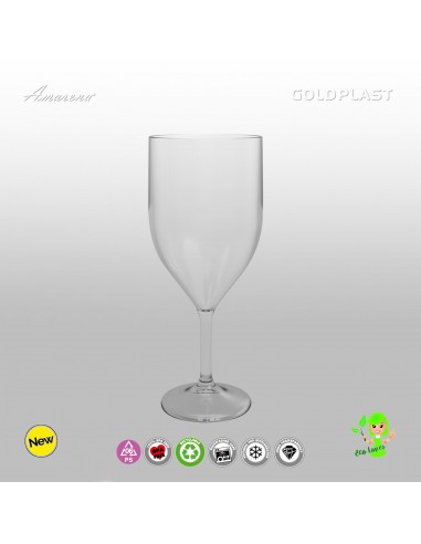 Nerozbitná plastová sklenice na víno, 300ml, transparentní, Gold Plast