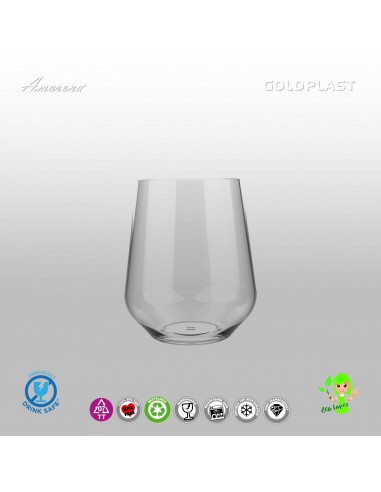 Nerozbitná plastová sklenice Elegance 390ml, transparentní