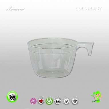 Plastový šálek na cappuccino - transparentní, 190ml, Gold Plast