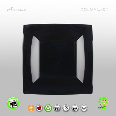 Plastový talíř dezertní 180mm - různé barvy, Gold Plast, černý