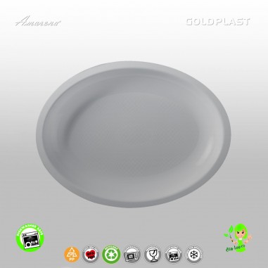 Plastový talíř oválný 255mm, Gold Plast, bíly