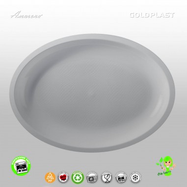 Plastový talíř oválný, velký 315mm, Gold Plast, bíly