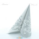 Slavnostní ubrousky z netkané textilie POMP, 40cmx40cm, stříbrno-bílé