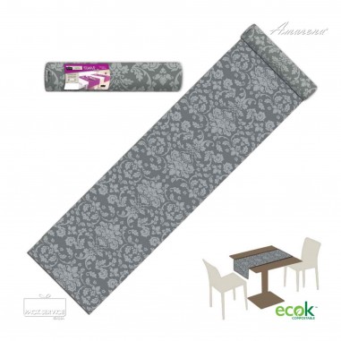 Šerpa na stůl Victoria Grigio, šedá vzorová z netkané textilie, 40cm x 24m, Pack Service