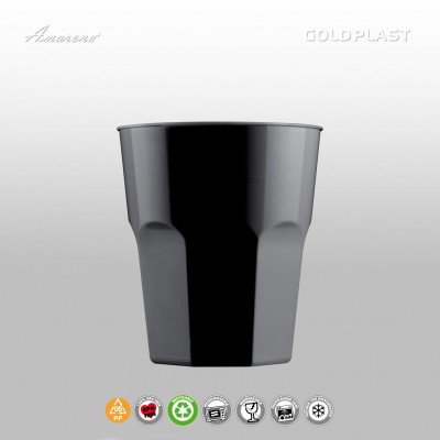 Plastová koktejlová sklenice - 350ml, nerozbitná, Gold Plast, černá
