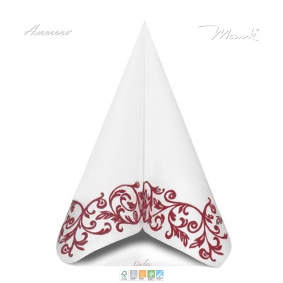 Svatební ubrousky z netkané textilie Rob bordovo biele, 40x40cm, Mank