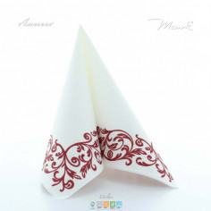 Svatební ubrousky z netkané textilie Rob bordovo biele, 40x40cm, Mank 2