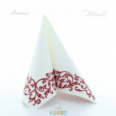 Svatební ubrousky z netkané textilie Rob bordovo biele, 40x40cm, Mank