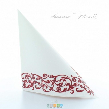 Svatební ubrousky z netkané textilie Rob bordovo biele, 40x40cm, Mank