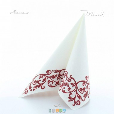 Svatební ubrousky z netkané textilie Rob bordovo biele, 40x40cm, Mank