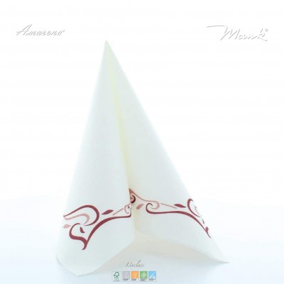 Slavnostní ubrousky Colour Line bordovo-bílé, netkaná textilie, 40x40cm, Mank