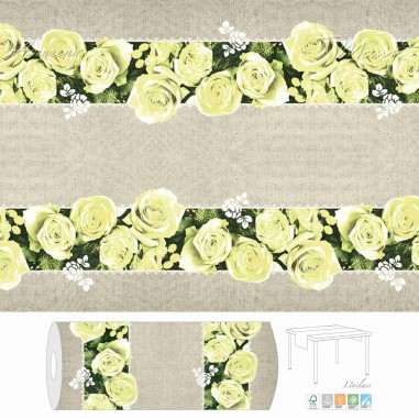 Šerpa na stůl Lovely Roses, netkaná textilie, 40cm x 24m, hnědo-žlutá, Mank
