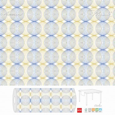 Šerpa na stůl z netkané textilie Ludo modro-zlatá, 40cmx24m, Mank