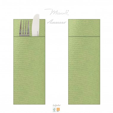 Příborník, obal na příbor papírový Softpoint, jednobarevný olivově zelený, 40x33cm, Mank