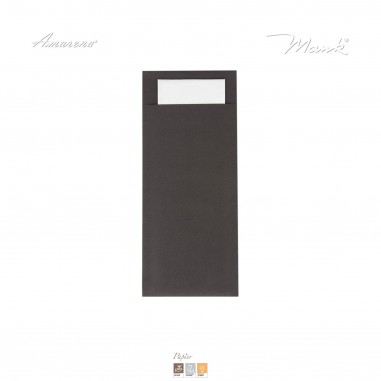 Kapsa na příbor papírová s ubrouskem černá, 20x8, 5cm, 500 ks, Mank