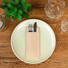 Kapsa na příbor papírová s ubrouskem přírodní hnědá, 20x8,5cm, Mank 2