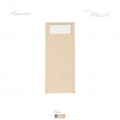 Kapsa na příbor papírová s ubrouskem přírodní hnědá, 20x8,5cm, Mank