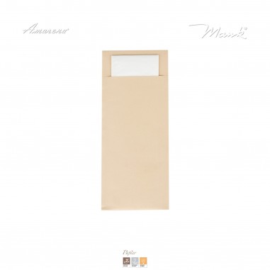 Kapsa na příbor papírová s ubrouskem přírodní hnědá, 20x8,5cm, Mank