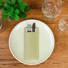 Kapsa na příbor papírová s ubrouskem olivově zelená, 20x8,5 cm, 500 ks, Mank 2