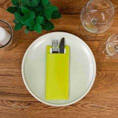 Kapsa na příbor papírová s ubrouskem limetkově zelená, 20x8,5cm, 500 ks, Mank 2