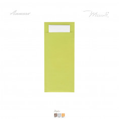 Kapsa na příbor papírová s ubrouskem limetkově zelená, 20x8,5cm, 500 ks, Mank