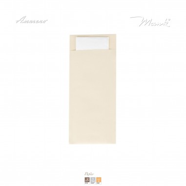 Kapsa na příbor papírová s ubrouskem krémová, 20x8, 5cm, 500 ks, Mank