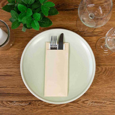 Kapsa na příbor papírová s ubrouskem krémová, 20x8, 5cm, 500 ks, Mank 2