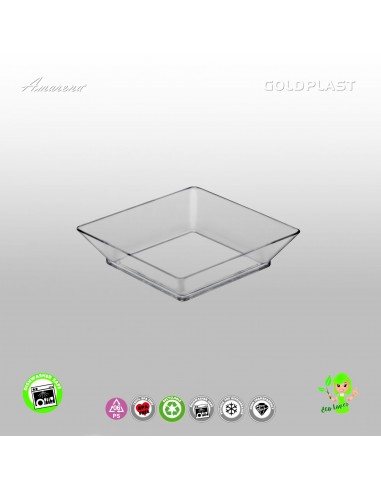 Plastový Finger food mini podnos SMALL PLATE, transparentní - 65mm, Gold Plast
