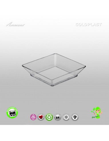 Plastový Finger food mini podnos SMALL PLATE, transparentní - 65mm, Gold Plast