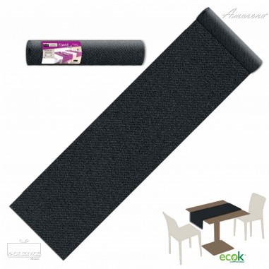 Šerpa na stůl z netkané textilie, jednobarevná Nero-černá, 40cm x 24m, Pack Service