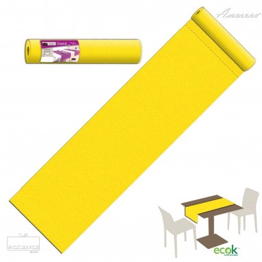 Šerpa na stůl z netkané textilie, jednobarevná žlutá, 40cm x 24m, Pack Service