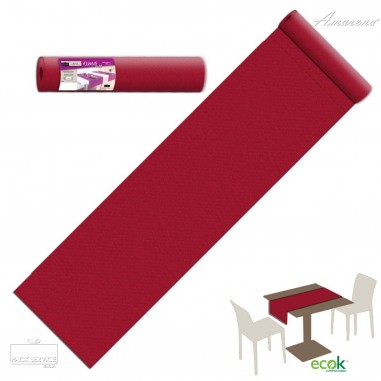 Šerpa na stůl z netkané textilie, jednobarevná Bordová, 40cm x 24m, Pack Service