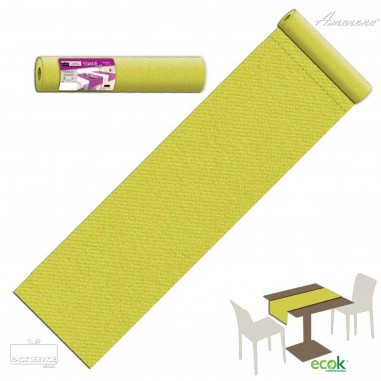 Šerpa na stůl z netkané textilie, jednobarevná kiwi zelená Olio, 40cm x 24m, Pack Service