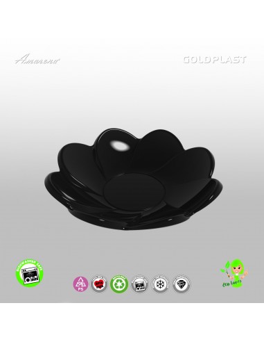 Plastová miska na Finger Food Daisy, černá,40ml, Ø8,5 cm - Gold Plast