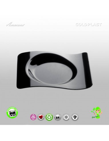 Plastový Finger food mini talířek FORMA, černý - 80mm, Gold Plast
