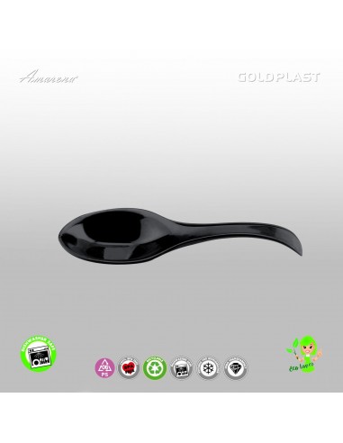 Plastová Finger food hluboká lžíce na předkrm STANDARD - 120mm, černá,Gold Plast