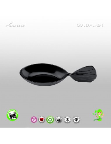Plastová Finger Food hluboká miska na předkrm FISH 120mm, černá,Gold Plast