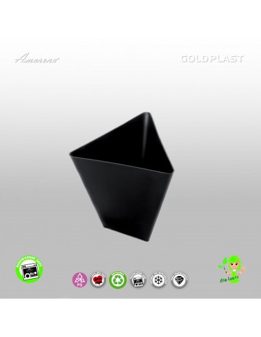 Plastová Finger food mini nádobka TRIANGOLO - 70ml, černá,Gold Plast
