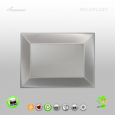 Plastový talíř obdélník 345x230mm, perleťově bílý, nerozbitný, Gold Plast