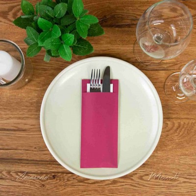 Kapsa na příbor papírová s ubrouskem bordó, 20x8,5cm, 500 ks, Mank