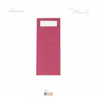 Kapsa na příbor papírová s ubrouskem bordó, 20x8,5cm, 500 ks, Mank